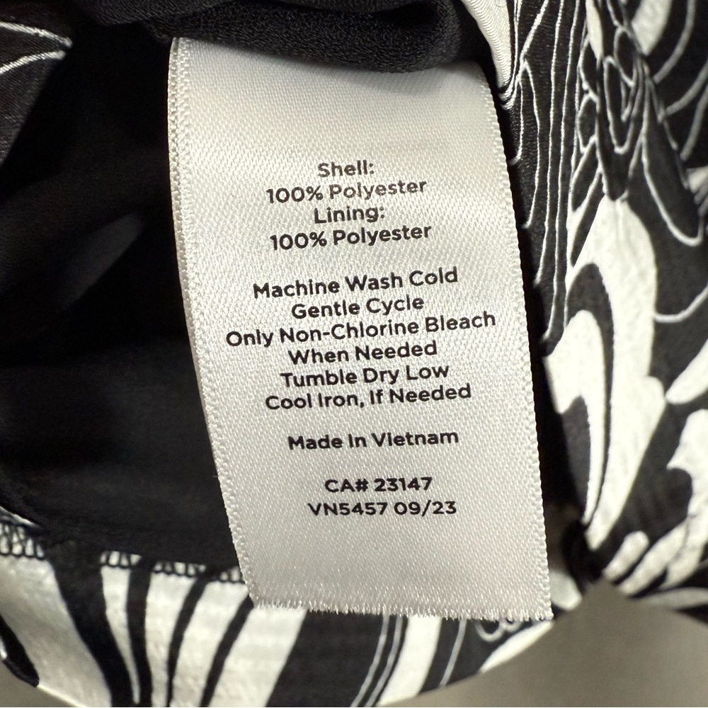 Talbots Black White Floral Dress Bubble Sleeve Satin Shift Wedding Guest Classic - Picture 11 of 17